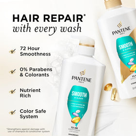 Pantene shampoo pump dispensing clear lather for gentle cleansing