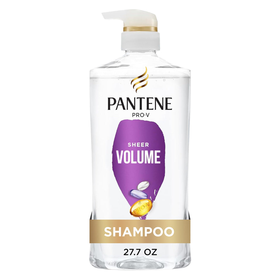 Pantene bottle front view showing brand and volume benefits