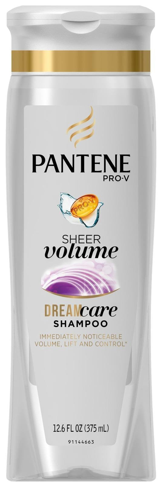 Pantene bottle front packaging showing label and volume benefit