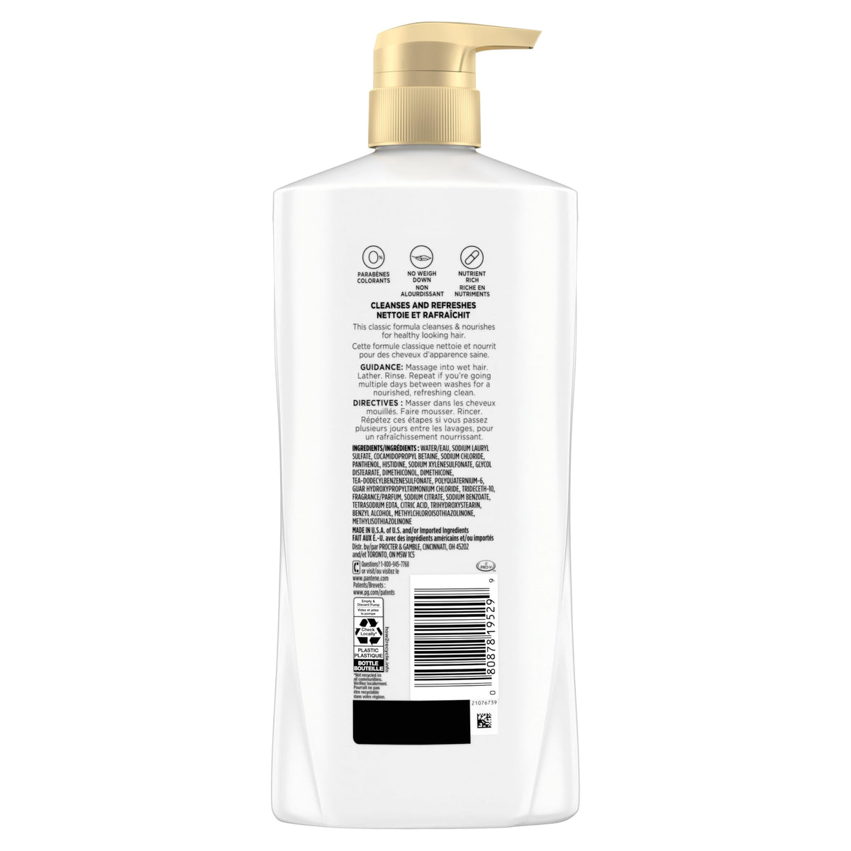 Two Pantene bottles on a bathroom shelf highlighting value pack and long-lasting supply