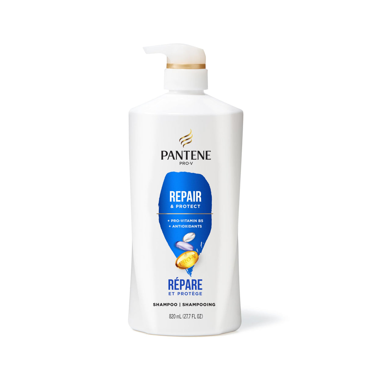 Pantene bottle next to everyday objects to show 27.7 fl oz scale