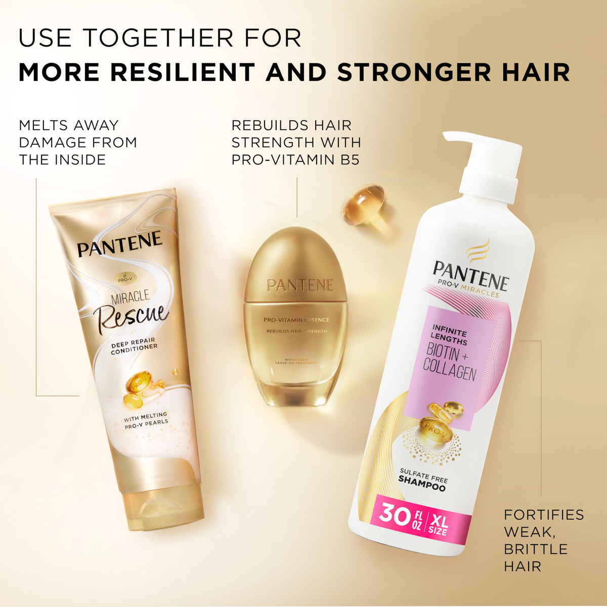 Pantene 8 oz bottle beside ruler to show true size and convenience