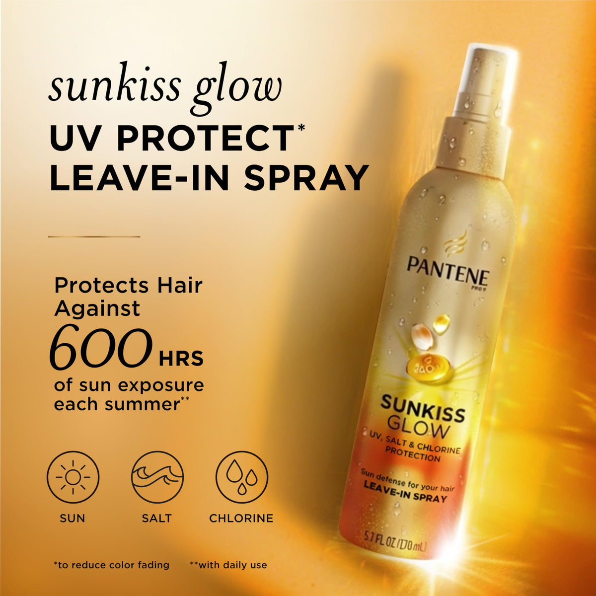 Pantene Sunkiss Glow fine mist spray demonstrating even application and protection