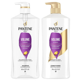 Pantene volume & body front packaging showing set benefits and usage