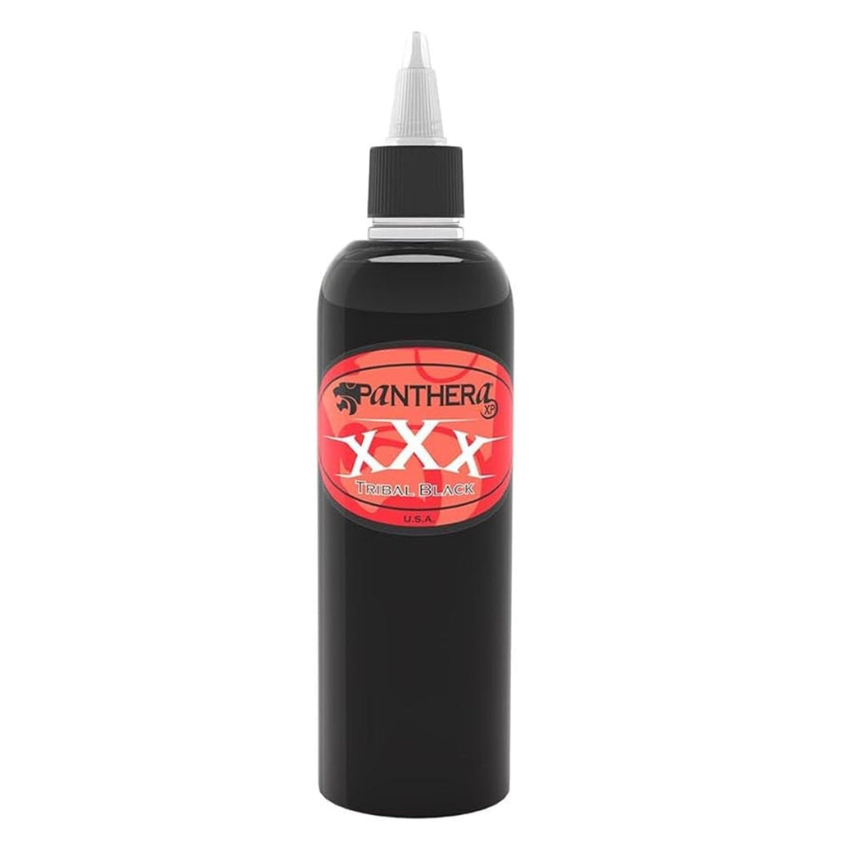 Panthera bottle front label showing product and dark black pigment benefit