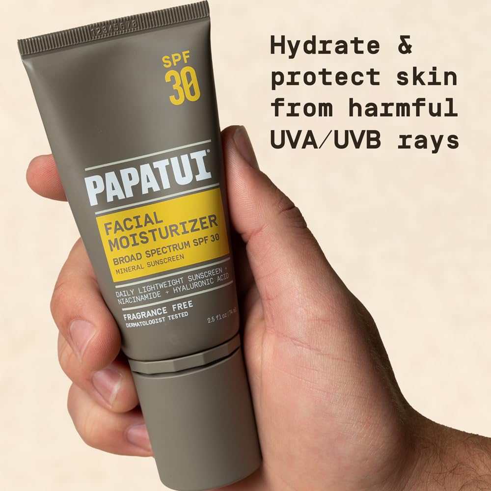 PAPATUI applied on man’s face demonstrating non-greasy hydration