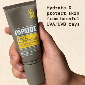 PAPATUI applied on man’s face demonstrating non-greasy hydration