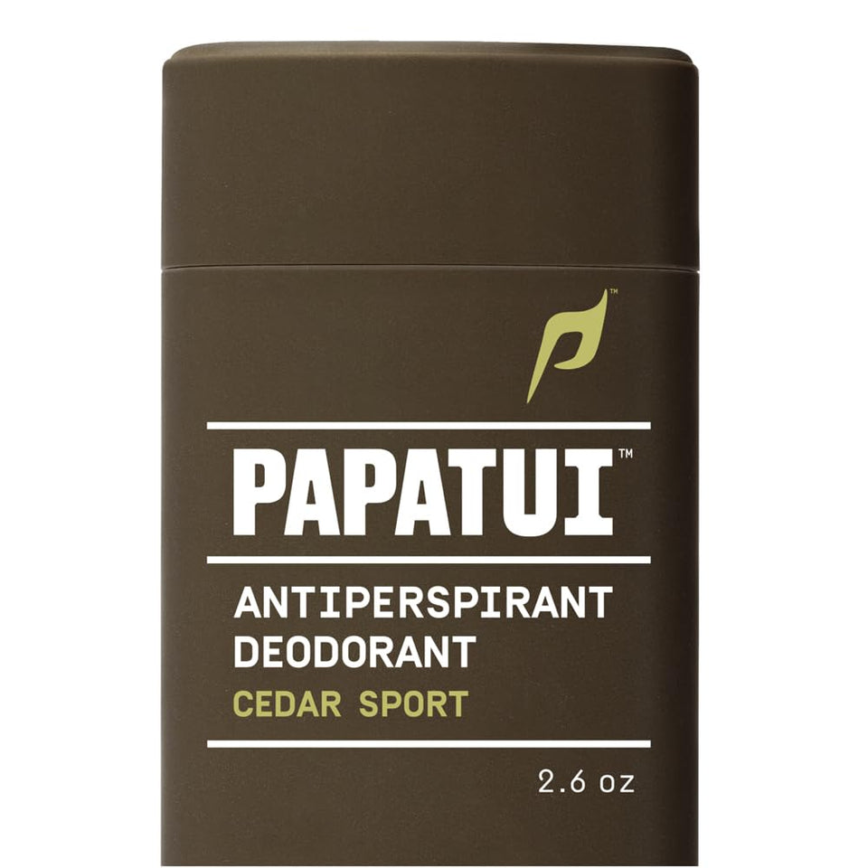 PAPATUI front packaging showing cedar sport scent and active design