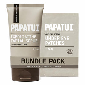 PAPATUI front packaging showing scrub and under-eye patch, highlights performance