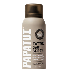 PAPATUI front bottle view showing unscented tattoo spray and clear labeling for quick use