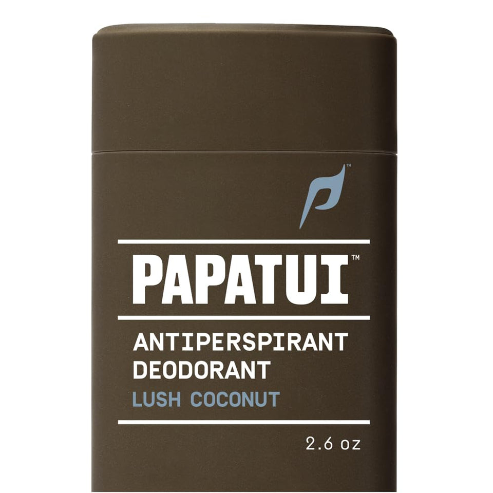 PAPATUI front packaging showing 2.6 oz stick and lush coconut scent for confidence