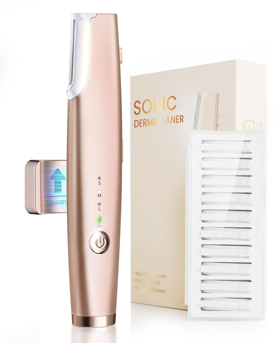 PAPMINI front view of dermaplane razor showing compact design and ergonomic grip for control