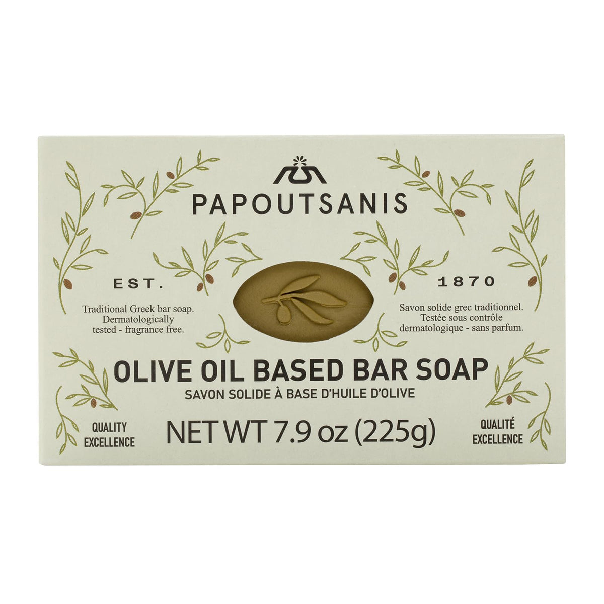 Papoutsanis ingredient label highlighting olive and coconut oils benefit