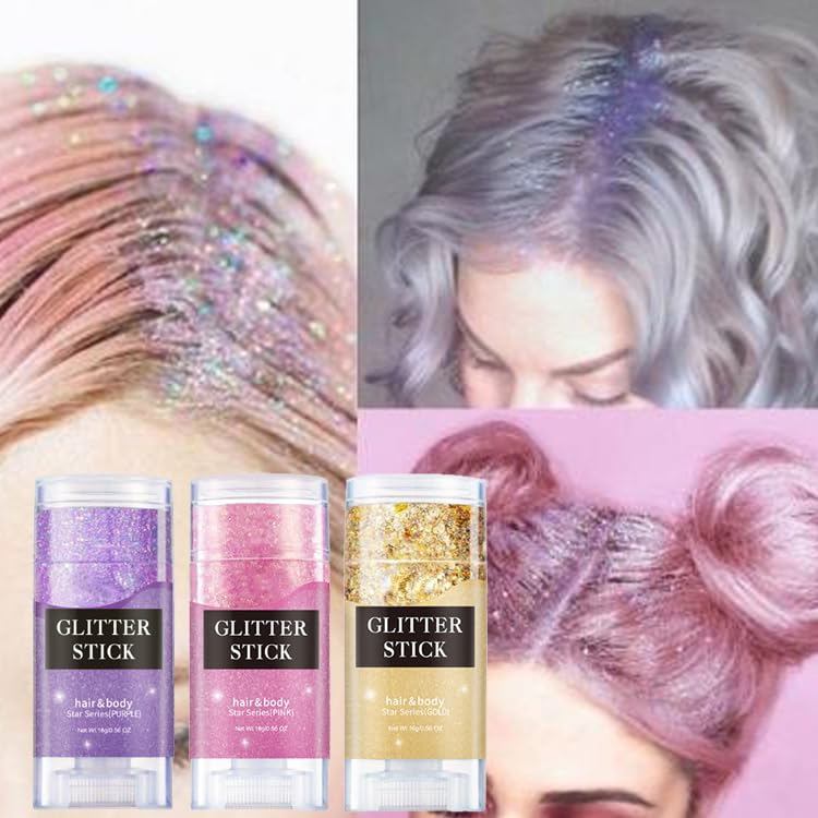PAQIMAN used on hair and lips showing versatile multi-area wearable sparkle