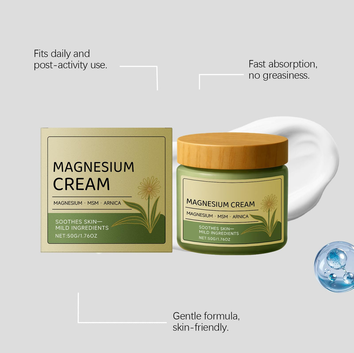 PAQIMAN close-up of cream texture highlighting fast-absorbing formula