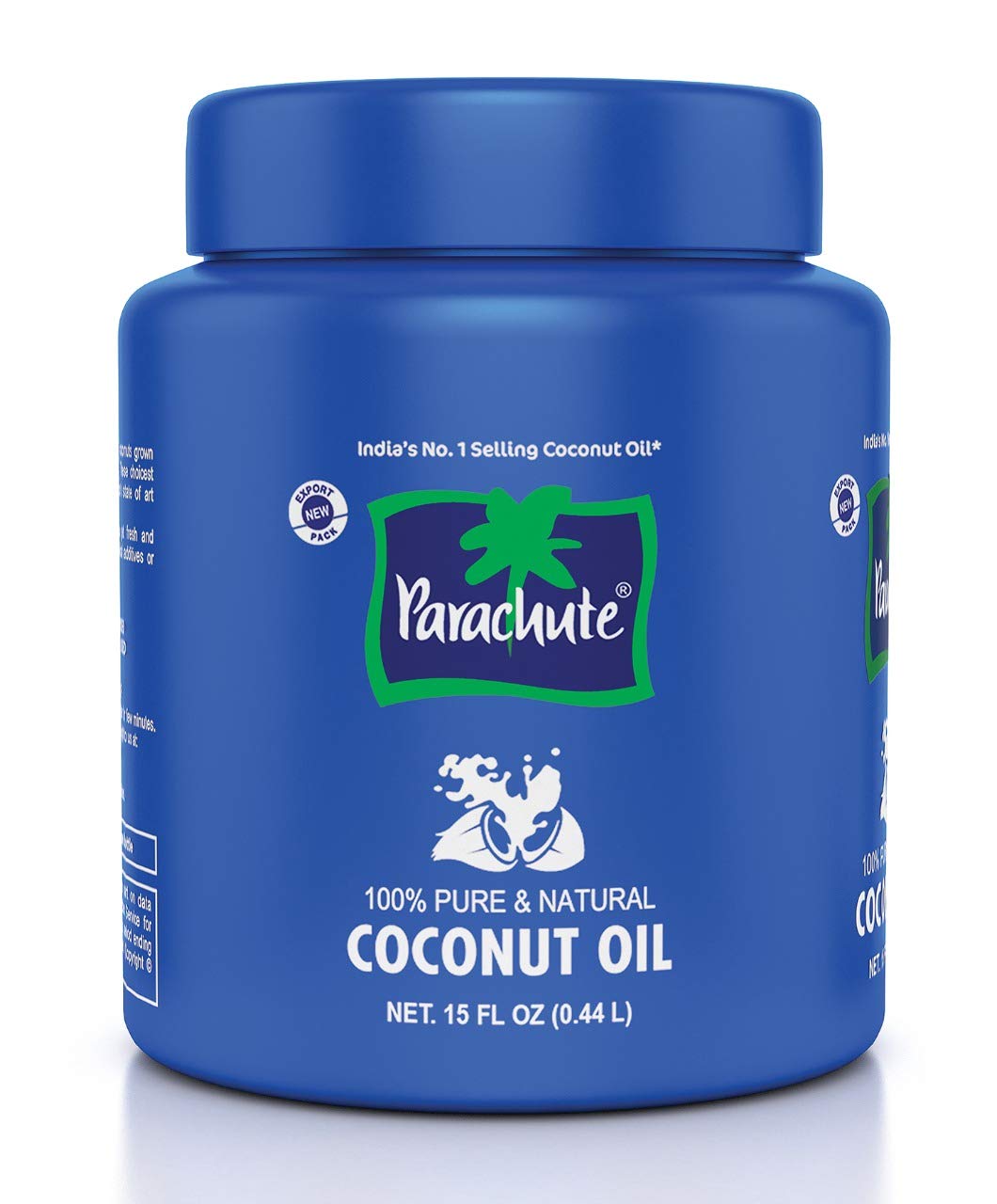 Parachute jar front view showing brand and clean packaging benefit of trusted purity