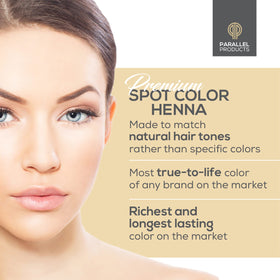 Parallel Products applying henna with brush demonstrating precise grey coverage control