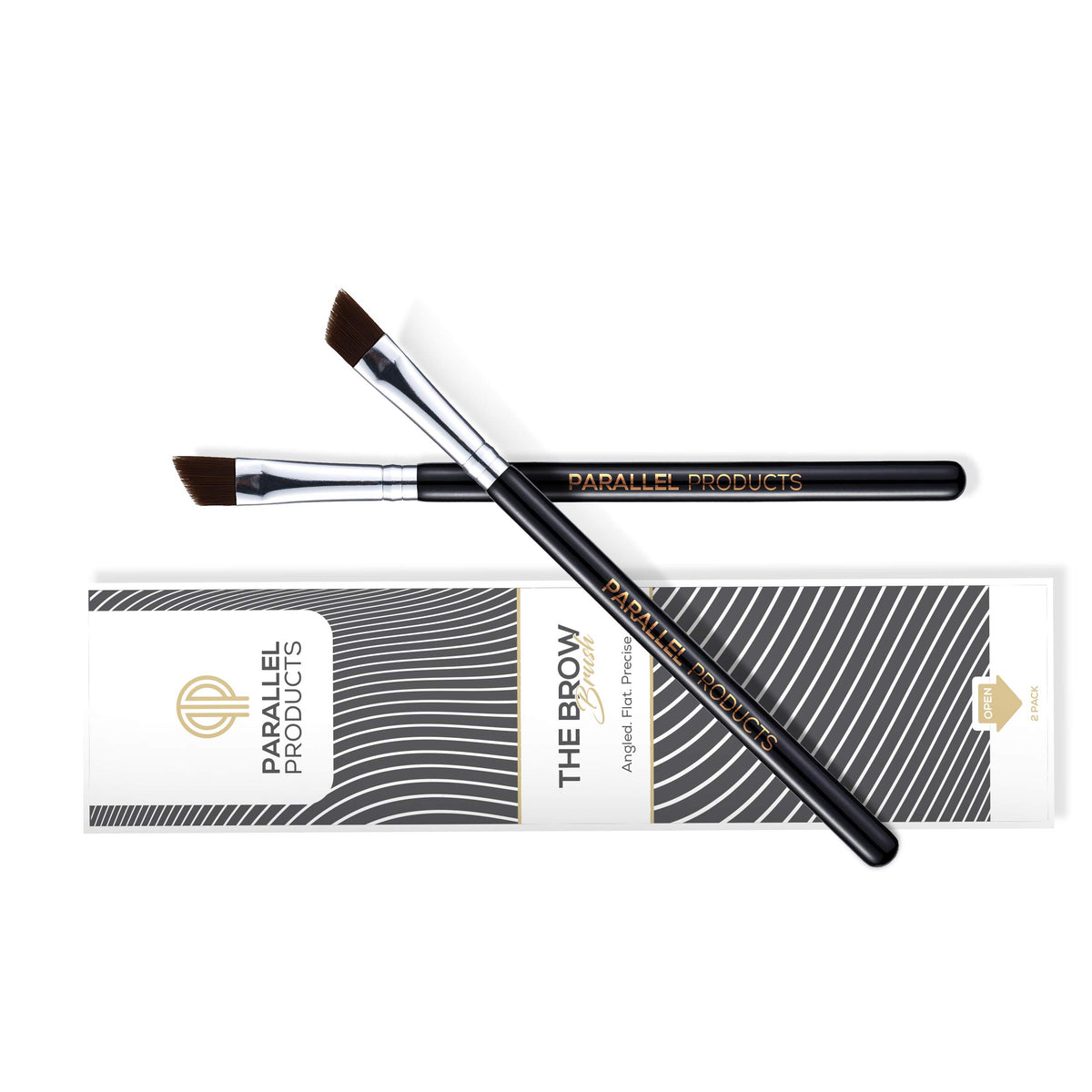 PARALLEL PRODUCTS angled brush tip detail showing sharp edge for controlled strokes benefit