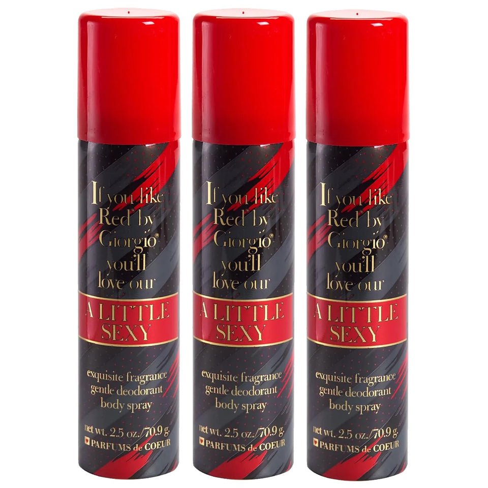Parfums De Coeur front packaging view showing compact 2.5oz spray and portable convenience
