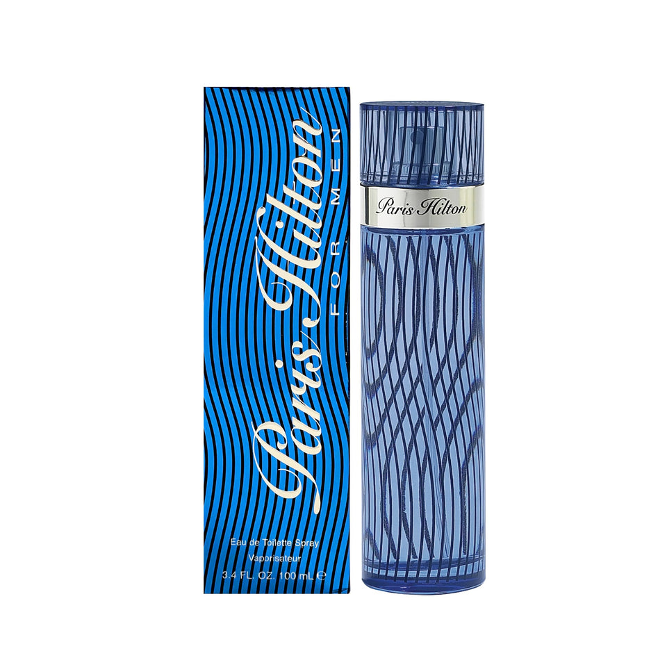 Paris Hilton Man front bottle view showing sleek packaging and clear cologne