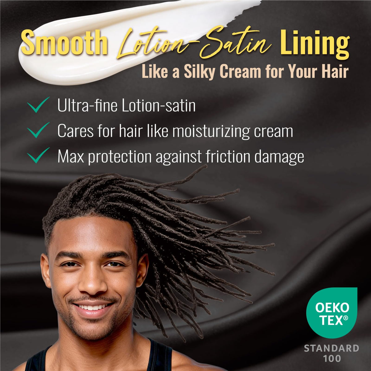 PARISBELLA close-up of satin lining protecting hair moisture and reducing friction