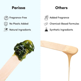 Parissa kit staged on a bathroom counter for at-home waxing convenience