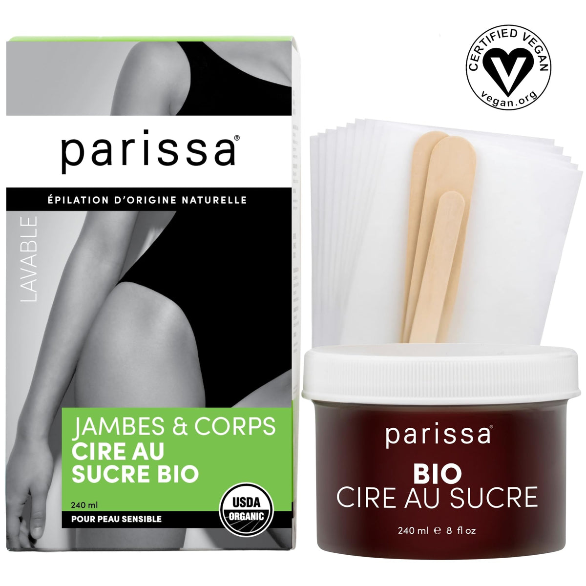 Parissa jar open to show smooth sugaring paste texture for gentle removal