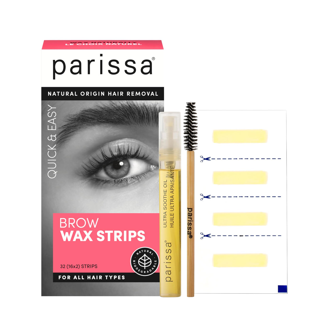 Parissa packaging back label with ingredient list and product origin