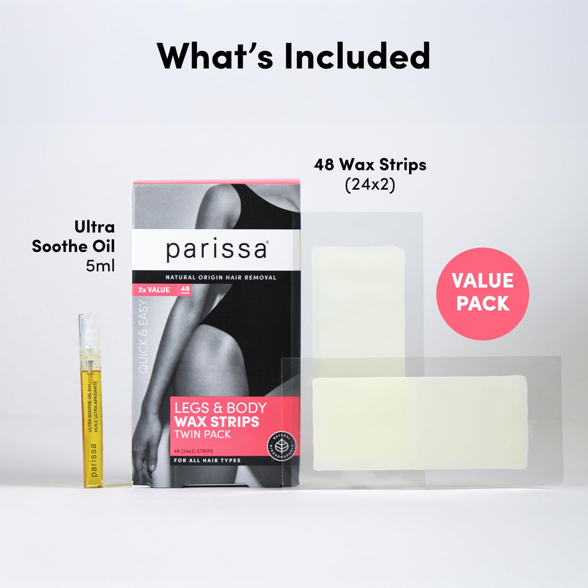 Parissa opened wax strip showing adhesive layer for effective removal