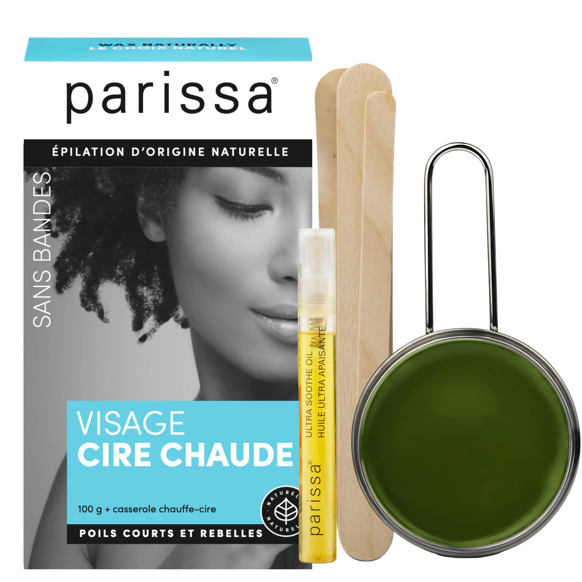 Parissa wax tin open with creamy beeswax texture for precise removal