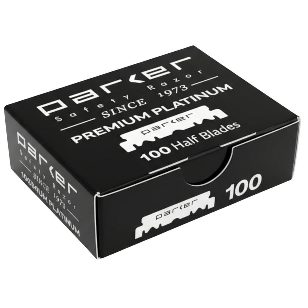 Parker Safety Razor front box showing 100-count and professional supply benefit