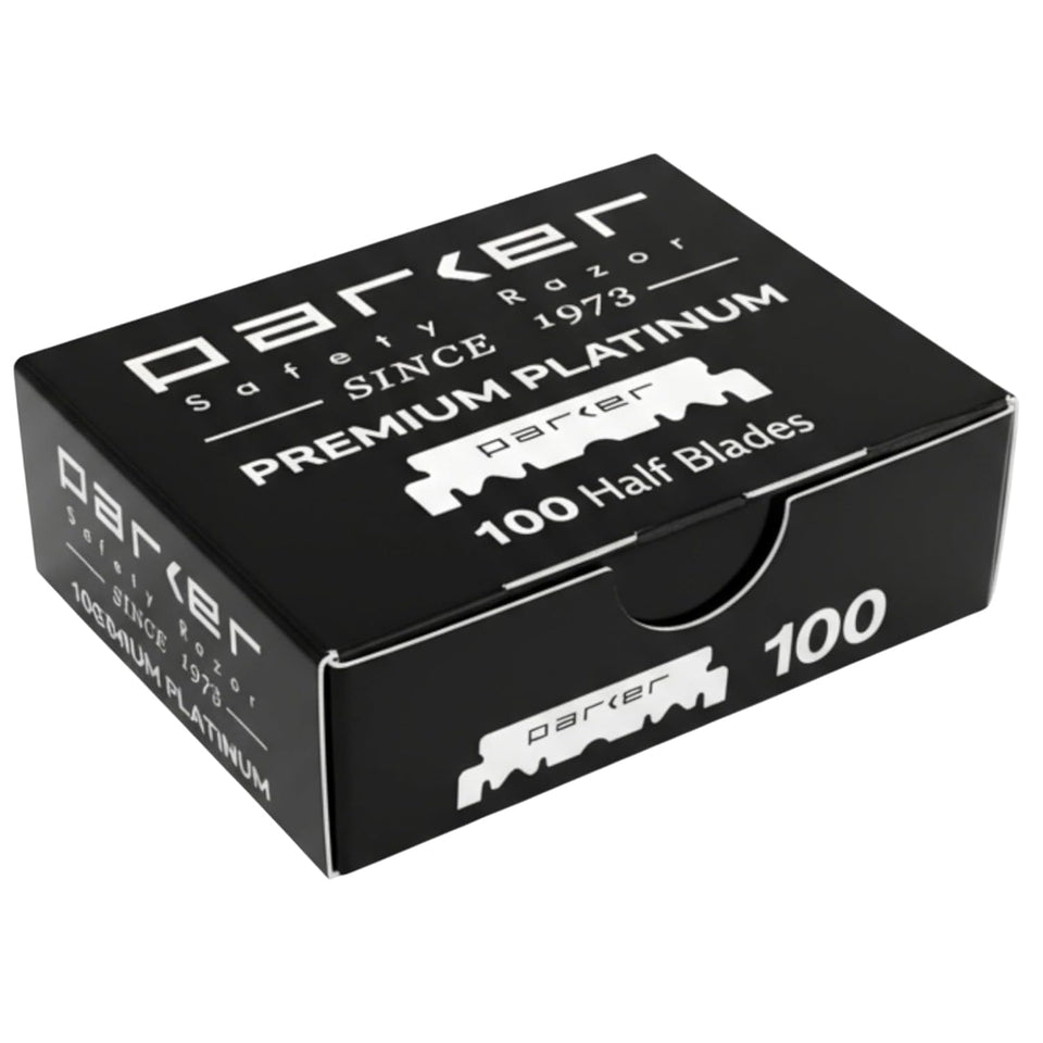 Parker Safety Razor front box showing 100-count and professional supply benefit