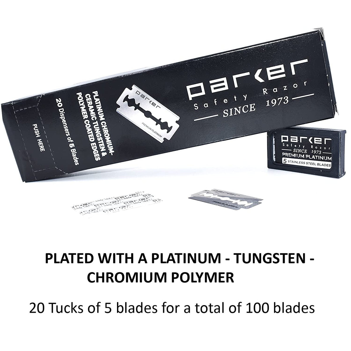 Parker blade next to ruler illustrating standard DE size compatibility