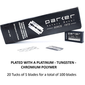 Parker blade next to ruler illustrating standard DE size compatibility