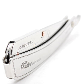 Parker SRX close-up of clip arm locking blade securely for safer, precise shaving