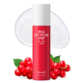 Parnell front packaging showing body peeling spray for smoothing skin