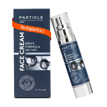 Particle front bottle shot showing clean design and travel-ready benefit