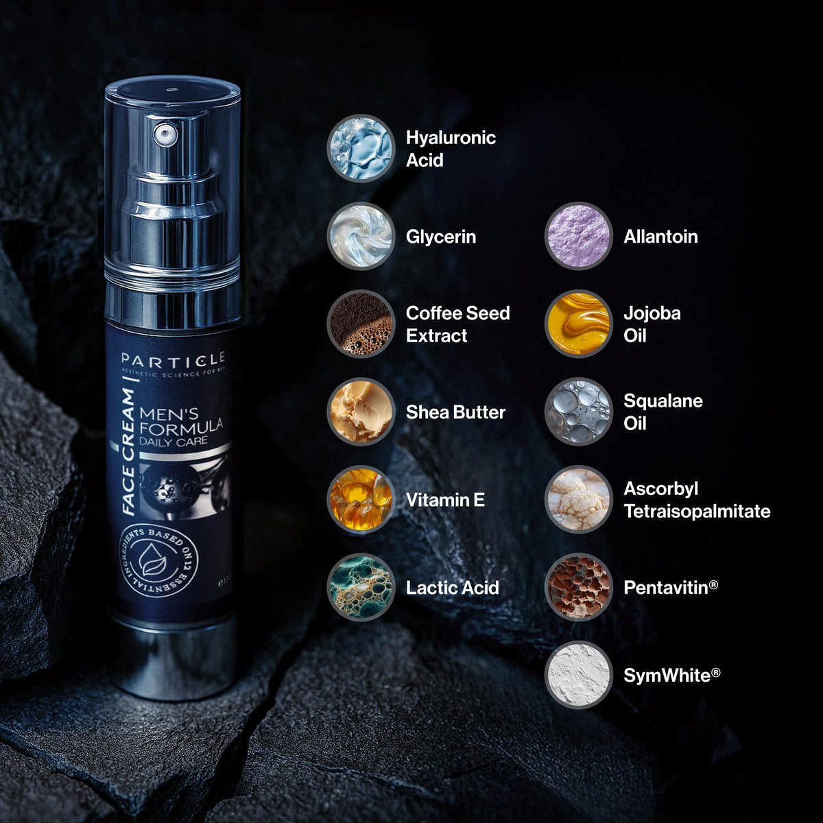 Particle pump dispensing cream highlighting easy, no-mess application benefit