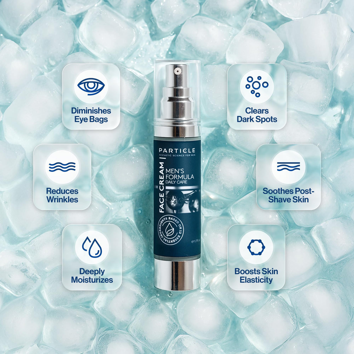 Particle cream texture close-up demonstrating lightweight, fast-absorbing hydration