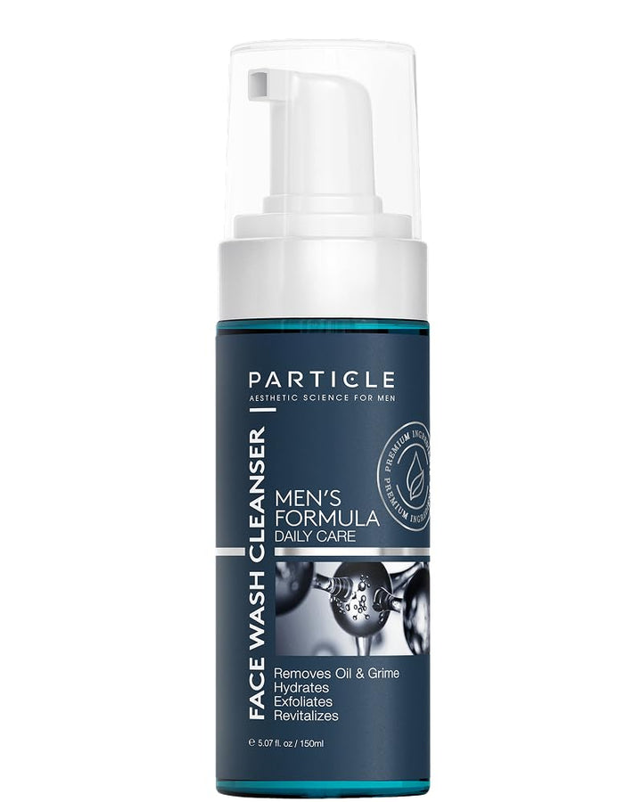 Particle front packaging showing bottle and brand, conveys trust and clarity