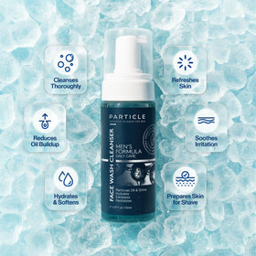 Particle foam texture close-up demonstrating rich lather and easy spread