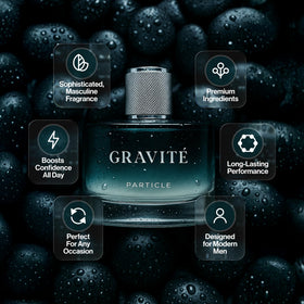 Particle Gravité side profile highlighting bottle silhouette and minimalist design for display