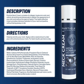 Particle neck cream on bathroom sink during routine showing effortless grooming benefit