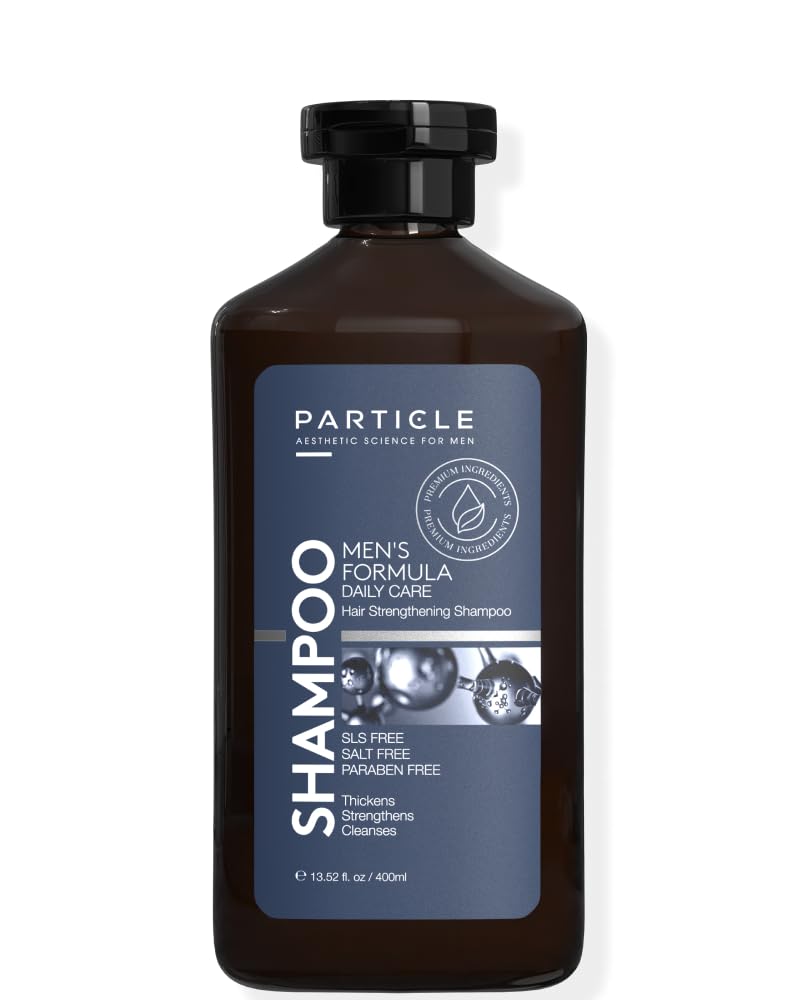 Particle front bottle showing product packaging and benefits