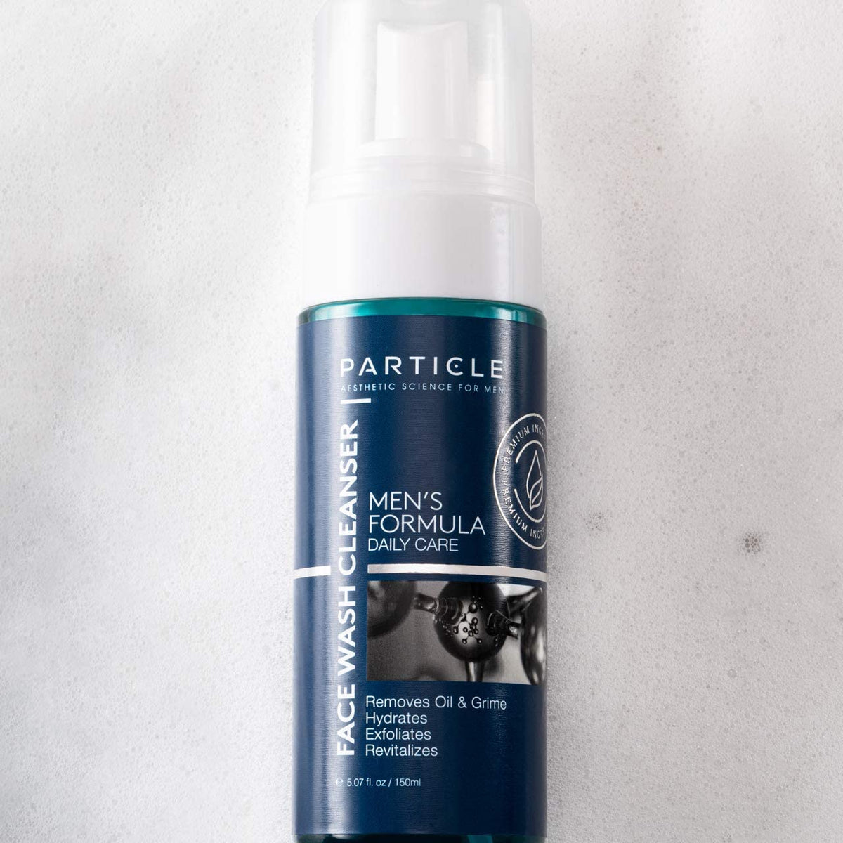 Particle bottle comparison with toothpaste showing compact 5.07 oz size