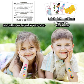 PARTYWIND individually wrapped tattoo sheets displayed ready for distribution