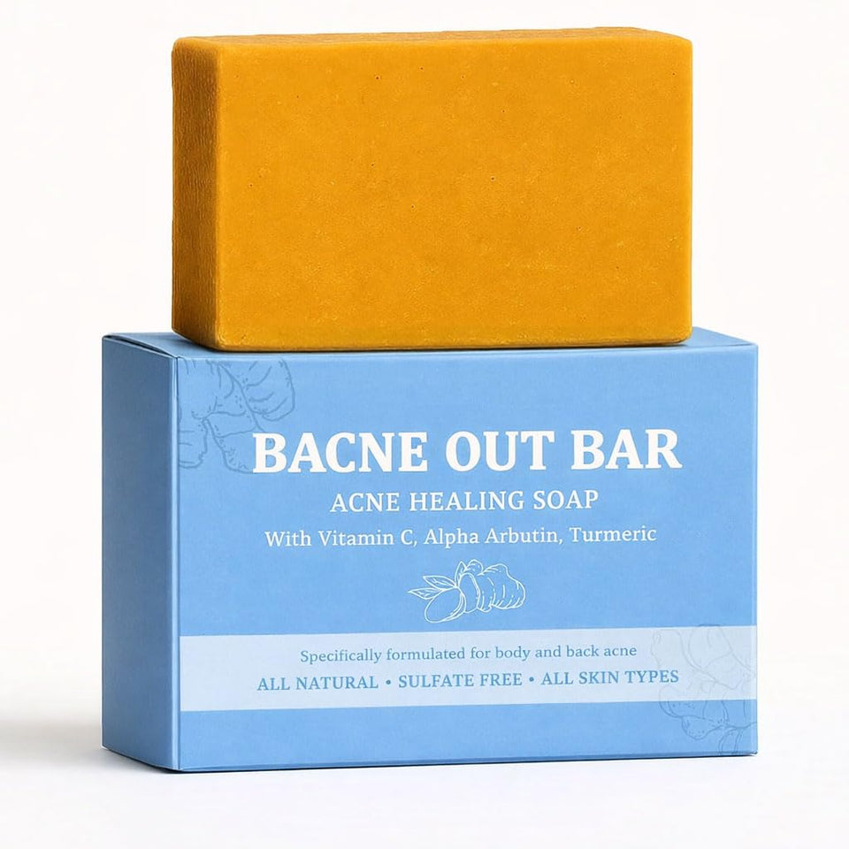 PARWENE front packaging showing the acne-clearing turmeric soap bar for clarity