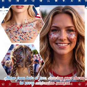 PASNOWFU glitter used as hair highlight in braid providing durable festive sparkle