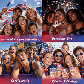 pasnowfu lifestyle shot at parade with fireworks illustrating long-lasting shine