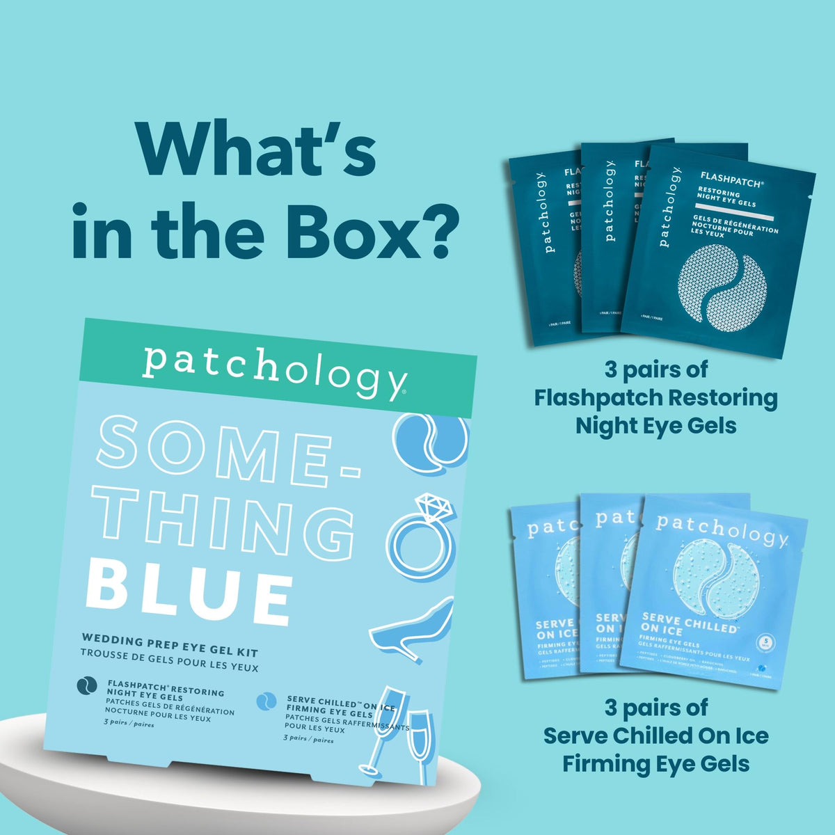 Patchology bride applying under-eye patch for pre-wedding de-puffing and photo-ready skin